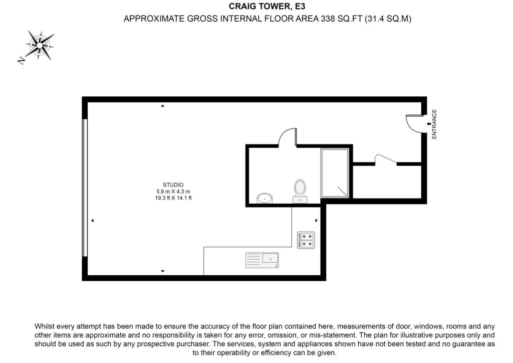 Studio flat for rent