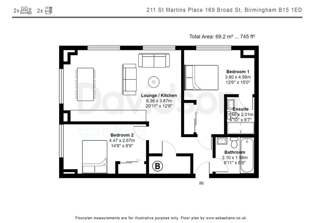 2 bedroom apartment for rent