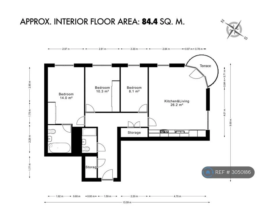 3 bedroom flat for rent