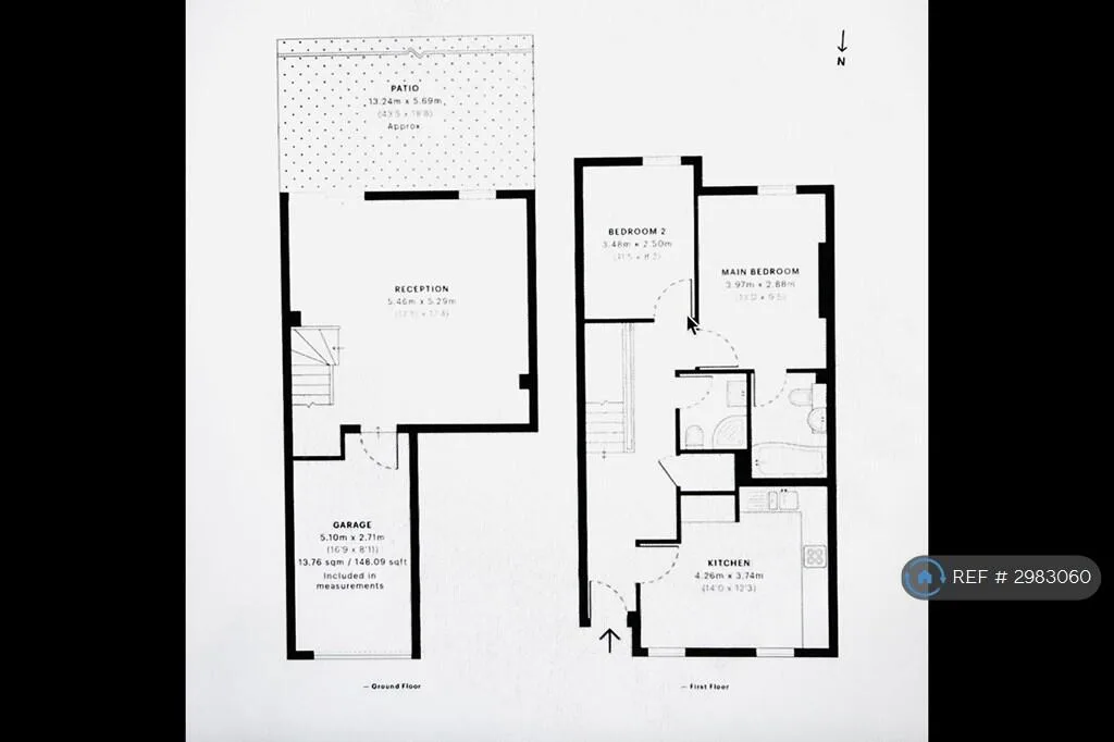 2 bedroom maisonette for rent