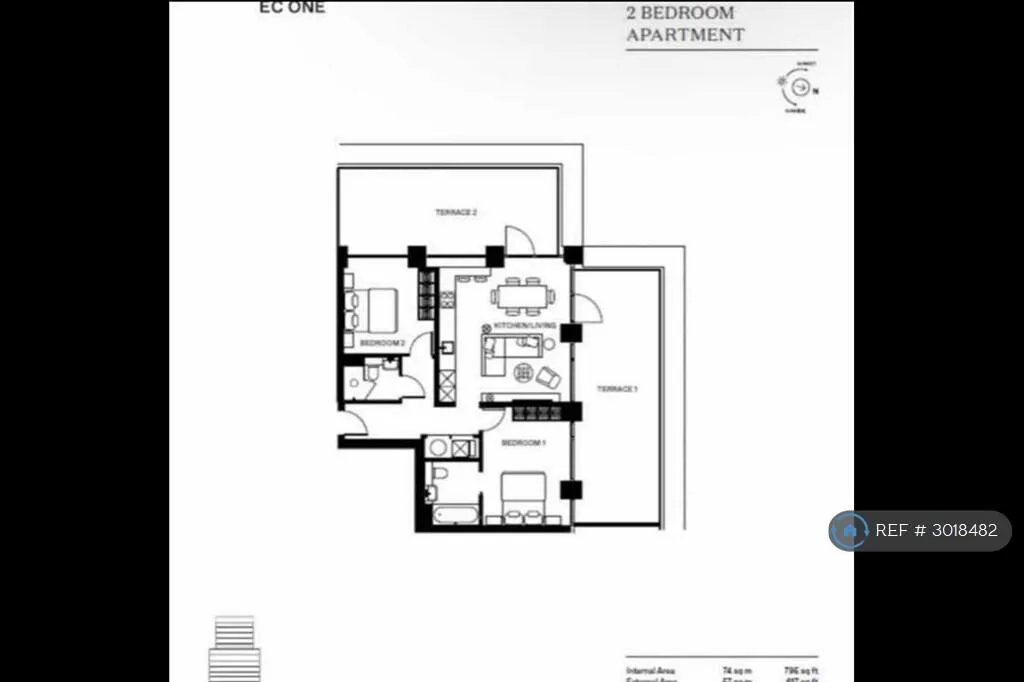 2 bedroom penthouse for rent
