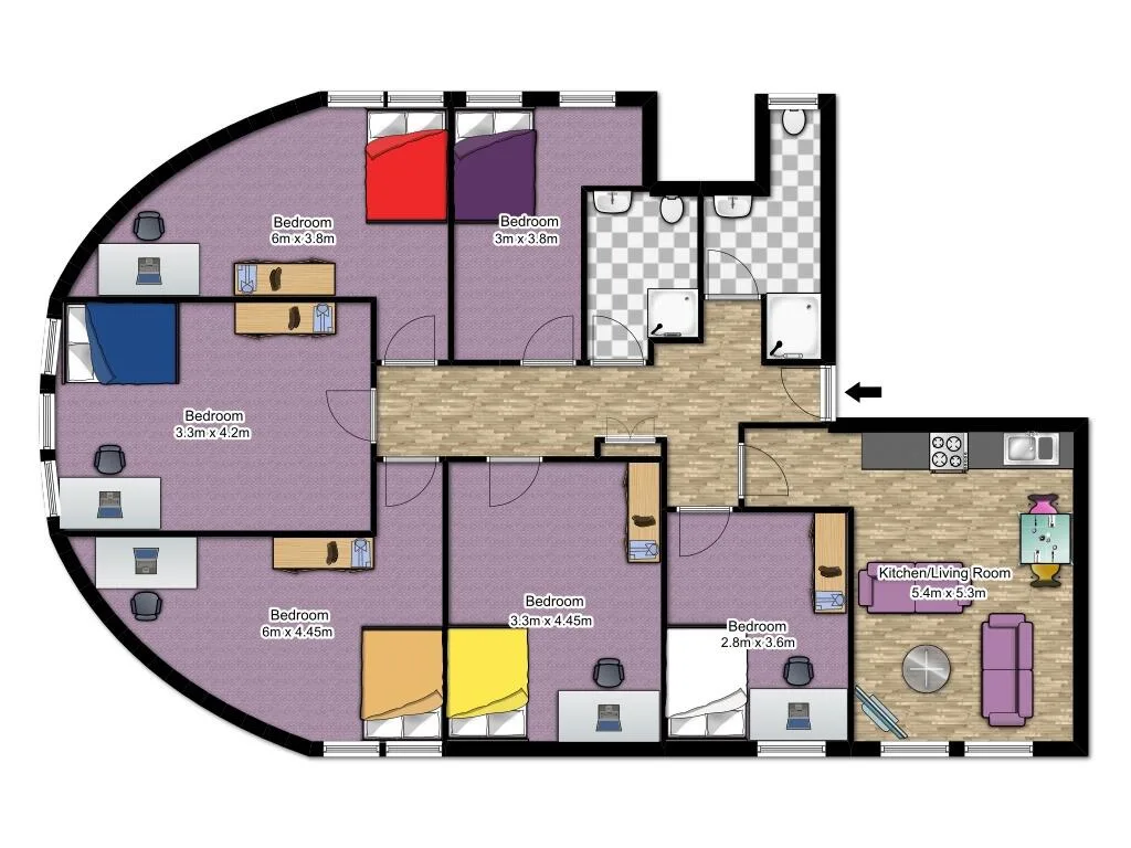 6 bedroom apartment for rent