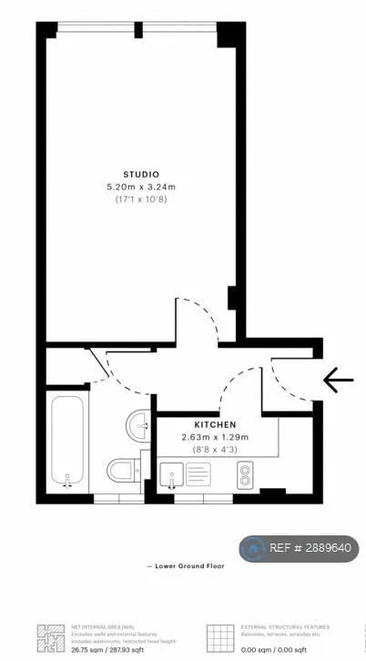 Studio flat for rent