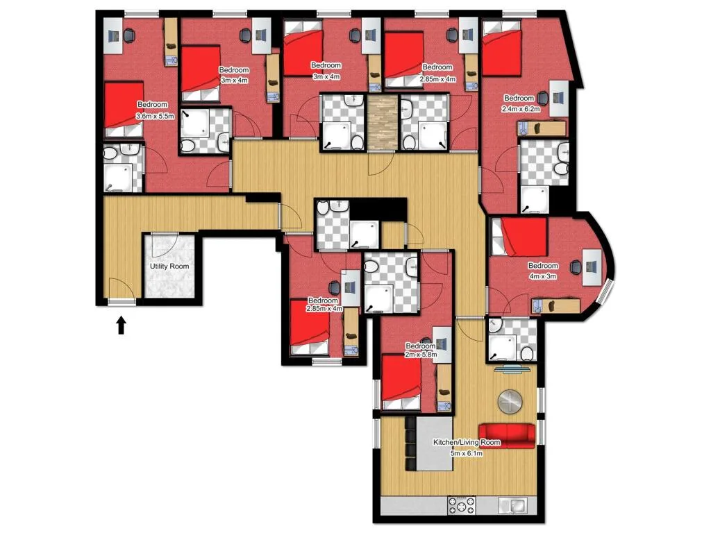 8 bedroom apartment for rent