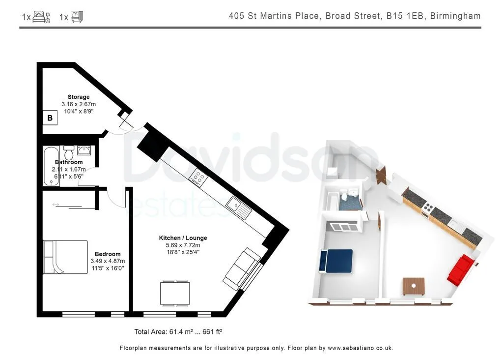 1 bedroom apartment for rent